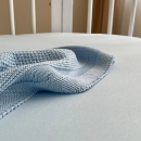 Husa saltea rotunda patut bebe copii cu elastic, 70 x 70 cm, albastru (1)